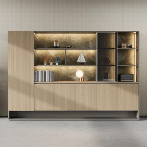 New Office Filing Cabinet E0 MFC Particle Board Eco-friendly Storage Bookcase LED Touch Sensor Light Retractable Clothes Hanging