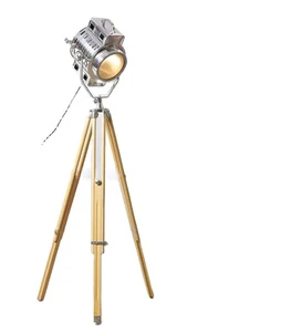 Handcrafted Vintage Director Searchlight Floor Lamp Adjustable Spotlight Foldable Tripod Design Customizable Color Metal Solid