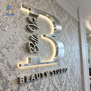 Understated Luxury Long Lifespan Indoor 3d Channel Letter Wall Logo Signage Stainless Steel Backlit Metal Sign Custom Led Sign