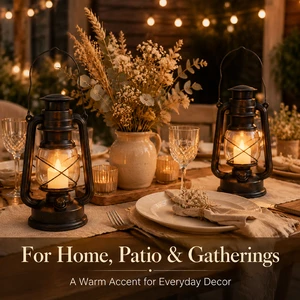 Outdoor Iron Lanterns for Christmas Porch Home Decor Patio & Indoor Use 2 Pack-Eco-Friendly & Waterproof