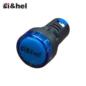 Si&hel Blue LED Power Indicator Light SH16-22-B 220V 380V Buzzer Signal Light IP55 Plastic 22mm Mounting Hole 50000 Hours