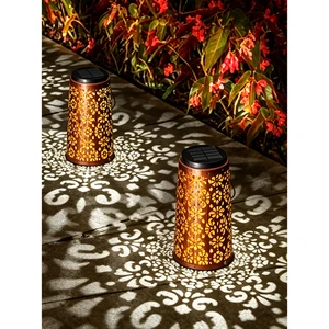 Iron Lantern Vintage Copper + Black Outdoor Hanging Lights IP55 Waterproof Solar Powered with Light Sensor Control for Garden