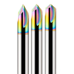 Carbide Chamfer End Mill 2 Flutes DLC Color Fixed Core Drill 60/90/120 Degree Aluminum 1-12mm CNC Metal Machining ODM OEM HRC60
