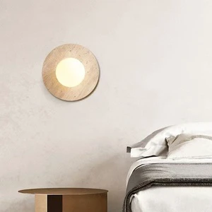 Wabi-Sabi Vintage Style Natural LED Wall Travertine Lamp Switch Control High CRI 90 2-Year Warranty Surface Mounted Guesthouse