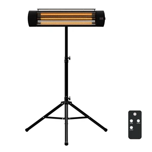 2000W Electric Infrared Patio Outdoor Heater 3 Power Setting 24 Hours Timer With Tipover Protection Freestanding