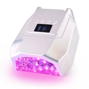 98W RED Light Bright Silver Color Cure Cordless UV LED Nail Lamp Nail Dryer Rechargeable New Trends