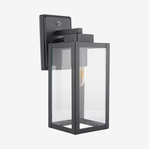 Hot Selling Black Outdoor Wall Lamp Waterproof E27 Lights With Warm White Light Aluminum Base and Glass Diffuser for Garden