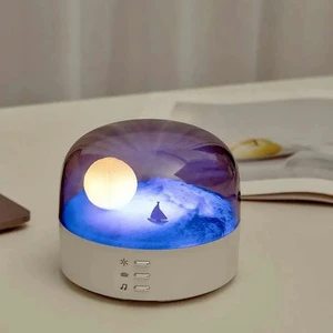 Elegant Moon LED Night Light with Music Speaker USB Type-C Rechargeable