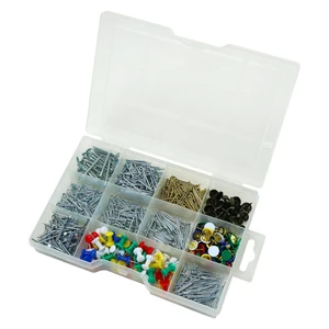 1000-Piece Steel Brads Tacks Nails Flat Head Upholstery Assortment Sharp Point Smooth Ring Zinc Plated/Brass Plated Multi-Size