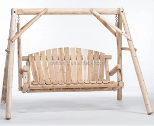 Outdoor Rustic Solid Wood Log Swing Garden Swing Garden Decoration Furniture Chair Porch Swing