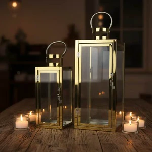 Set of 2 Stainless Steel Lantern