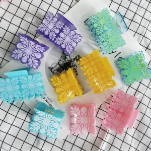 Wow Sheila Ume Style Fashion Acetate Claw Hawaiian Hair Clip 6.5cm Ladies Grip Ocean Flowers Cartoon Plants Series Daily Use