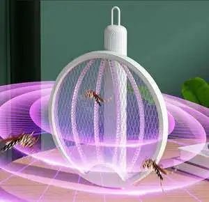 Foldable Electric Fly Mosquito Swatter Rechargeable Bug Zapper Killer Trap with Charger Convenient Pest Control Fly Racket