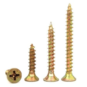 Fastener Carbon Steel Self Drilling Yellow Zinc Plated Chipboard Screws