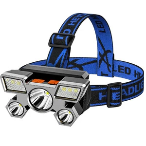 LED Strong Light Headlight USB Charging 5-Head Airplane Light Outdoor Head Mounted Mining Light High Lumen Night Fishing Light