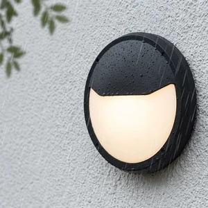 P3003-E27 Surface Mounted E27 Outdoor Wall Lamp IP65 Induction Polycarbonate Diffuser Motion Sensor Half Moon Modern Wall Light