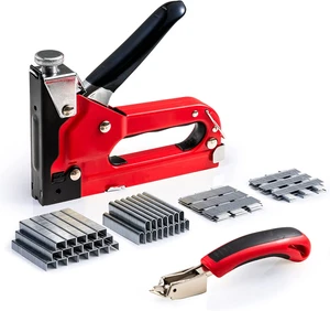 3-in-1 Adjustable Force Anti-slip Handle Includes 400pcs Staples Staple Remover Upholstery Carpentry DIY Heavy Duty Staple Gun