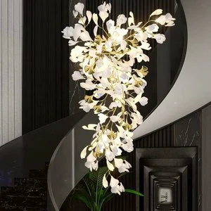 MEEROSEE Leaf Chandelier Bronze Branch Lamps Home Decor Luxury Living Room Villa Custom Glass Chandelier Pendant Lights MD88229