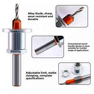 Imbot Industrial Grade Woodworking Tool Stop Collar Countersink Drill Alloy-Head Tapered Hole Multi-Diameter Bit Drilling