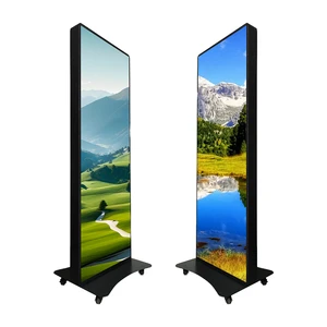 P1.86 P2 P2.5 Totem Portable TV Smart Video Wall Kiosk Foldable Floor Stand Advertising Outdoor LED Poster Display Screen