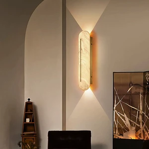 Modern Designer Decoration Spanish Alabaster Wall Lamp Bedroom Living Room Minimalist Led Long Strip Alabaster Wall Sconce