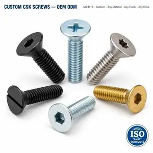 Custom CSK Screws M3 M4 M5 M6 M8 M10 M12 M14 M16 Countersunk Hex Socket Torx Phillips Slotted Flat Head Machine Screw OEM ODM