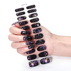 Wholesale Pink Sweet Hallowmas Style Design Thick Gel Nail Patches Do Not Need UV Light To Dry Cured Gel Nail Sticker