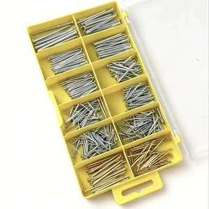 Galvanized Flat Head Steel Brad Nails with Sharp Point Smooth Shank Type in Various Sizes-Woking Brand Set for Construction