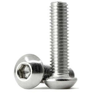 M2 M2.5 M3 M4 M5 M6 M8 M10 ISO7380 A2 Stainless Steel Fully Threaded Button Head Hex Drive Screws Allen Socket Button Bolts