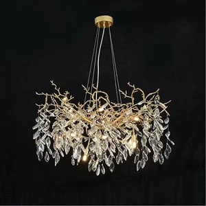 Luxury Iron Crystal Chandelier Modern Living Room Bedroom Branch Lamp French Simple European Light Luxury Lamp