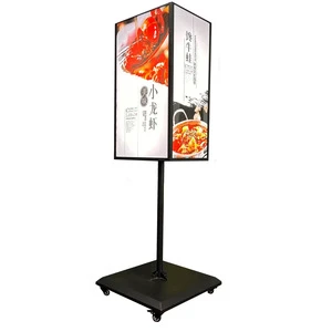 Four-sided Illuminated Advertising Board with Sliding Wheels for Outdoor Vertical Mobile Light Box