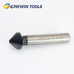 Grewin 90 Degree 3-Flute HSS M2 Chamfer Cutter Countersink Drill Bit for Metal Chamfering
