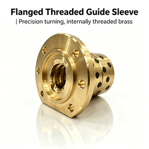Flanged Threaded Guide Sleeve High Force Brass Graphite Embedded Self Lubricating Bushing Mold Bearing Custom CNC Machining