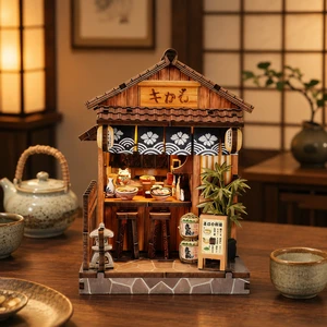 Wholesale DIY Book Nook Kit Wooden Ramen Shop LED Light Bookshelf Insert 3D Puzzle Japanese Miniature Model Craft Gift OEM ODM