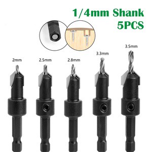 Adjustable Countersink Drill Bit 1/4 Hex Shank Quick Change Woodworking Drill Set for Screw Pilot Holes Drilling Tools
