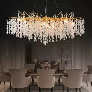 Light Luxury Crystal Chandelier for Living Room, Bedroom and Dining Room, Nordic Aluminum Branch Lamps