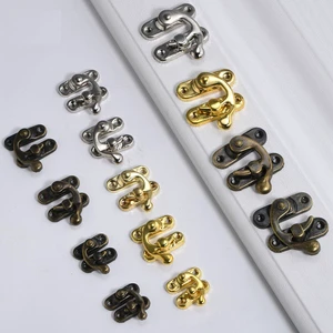 Many Size Jewellry Box Hook Metal Lock Shackle Horn Bolts Small Iron Clasp Decorative Wooden Antique Bronze Silver Latch