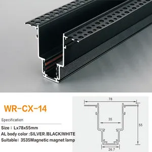 Black Surface-Mounted Magnetic Track Rail Aluminum Alloy Modern Living Room Track Lighting System