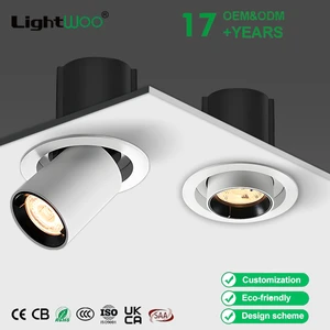 Indoor Round Square Aluminum Ceiling Spot Light Stretchable LED COB Downlight Embedded Adjustable Dimmable Office Exhibition