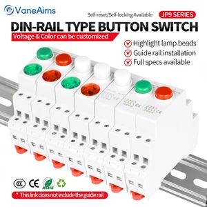 LED Indicator Light for DIN Rail Mounting Signal Lamp with Button Switch 24V 220V Red Green ROHS CE ODM 12V JP9D
