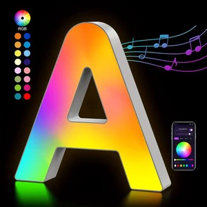 LED Light Marquee Letters Music Sync RGB Advertising Decorative Lights for Birthday Christmas Party Wall Desktop IP65 Waterproof
