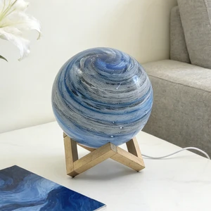 Homestay Guest Room Decor Light Round Ball Wooden Stand Lamp Soft Glow Night Light for Bedroom Tabletop Warm Home Lighting