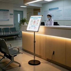 Commercial LED Poster Holder Stand Frame Only With Rotatable Head And Heavy Duty Anti Tip Base