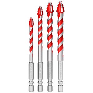 BEILI YG6A Carbide 4-Flute Serrated Drill Bit 6-12mm 1/4 Inch Shank for Dry Drilling Porcelain Tile Marble Granite