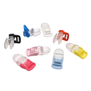 Injection Molded Plastic Suspender Clip for 10mm Webbing Baby Pacifier Bib Holder Food Grade Transparent Clamp