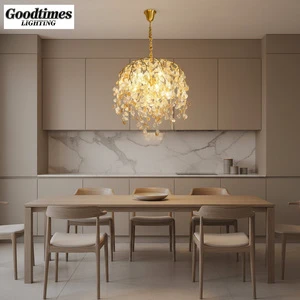 Modern Postmodern Brass Branch Art LED Chandelier Living Room Restaurant Pendant Lamp with Tassels