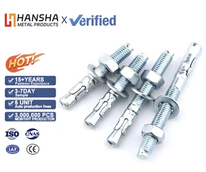Galvanized Carbon Steel Wedge Anchor Heavy Duty Threaded Anchor Concrete Wall Fixing Expansion Anchor for Building Construction