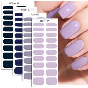 Self-Adhesive Solid Color Nail Stickers Artificial Fake Nail Press On Wraps Nail Decorations UV Lamp Semi Cure Gel Nail Strips