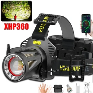 Wholesale 2000LM XHP360 White Laser LED Headlamp Rechargeable 18650 Zoomable IPX5 Waterproof Head Torch for Outdoor Hunting