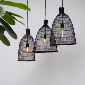 Bamboo Pendant Light Applied in Sustainable Interior Concepts Using Natural Bamboo Materials